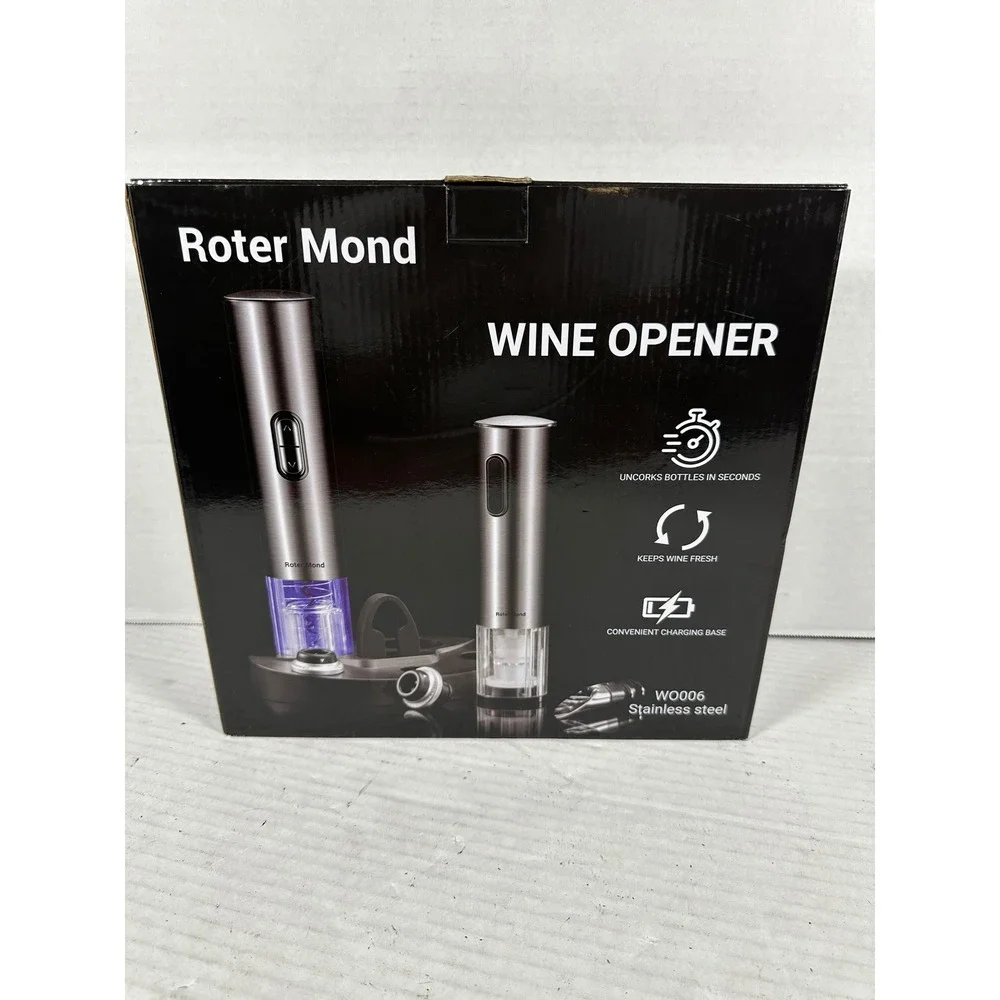 Roter Mond Electric Wine‎ Opener Set Stainless Steel Rechargeable KP1106C NIB